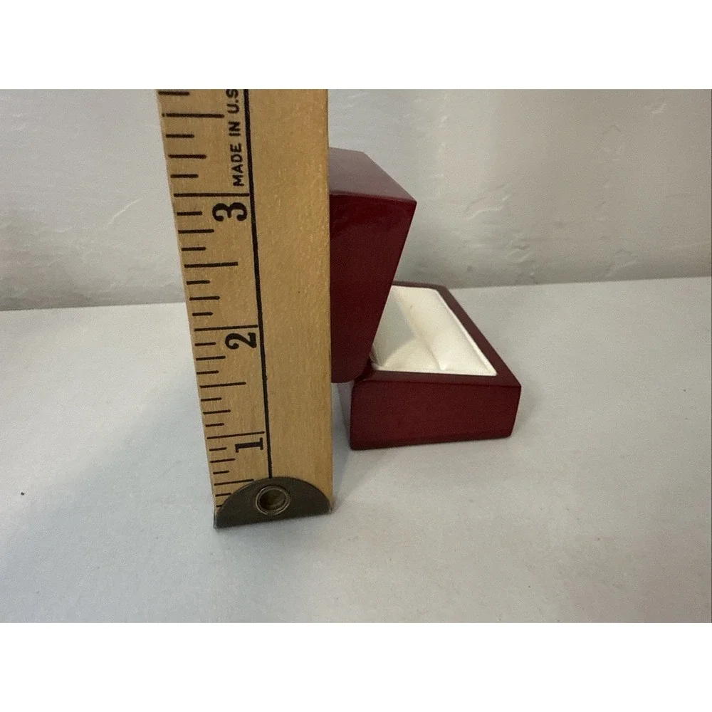 Vtg Helzberg Diamonds Double Ring Box Jewelry Cherrywood  Empty Wood Wedding